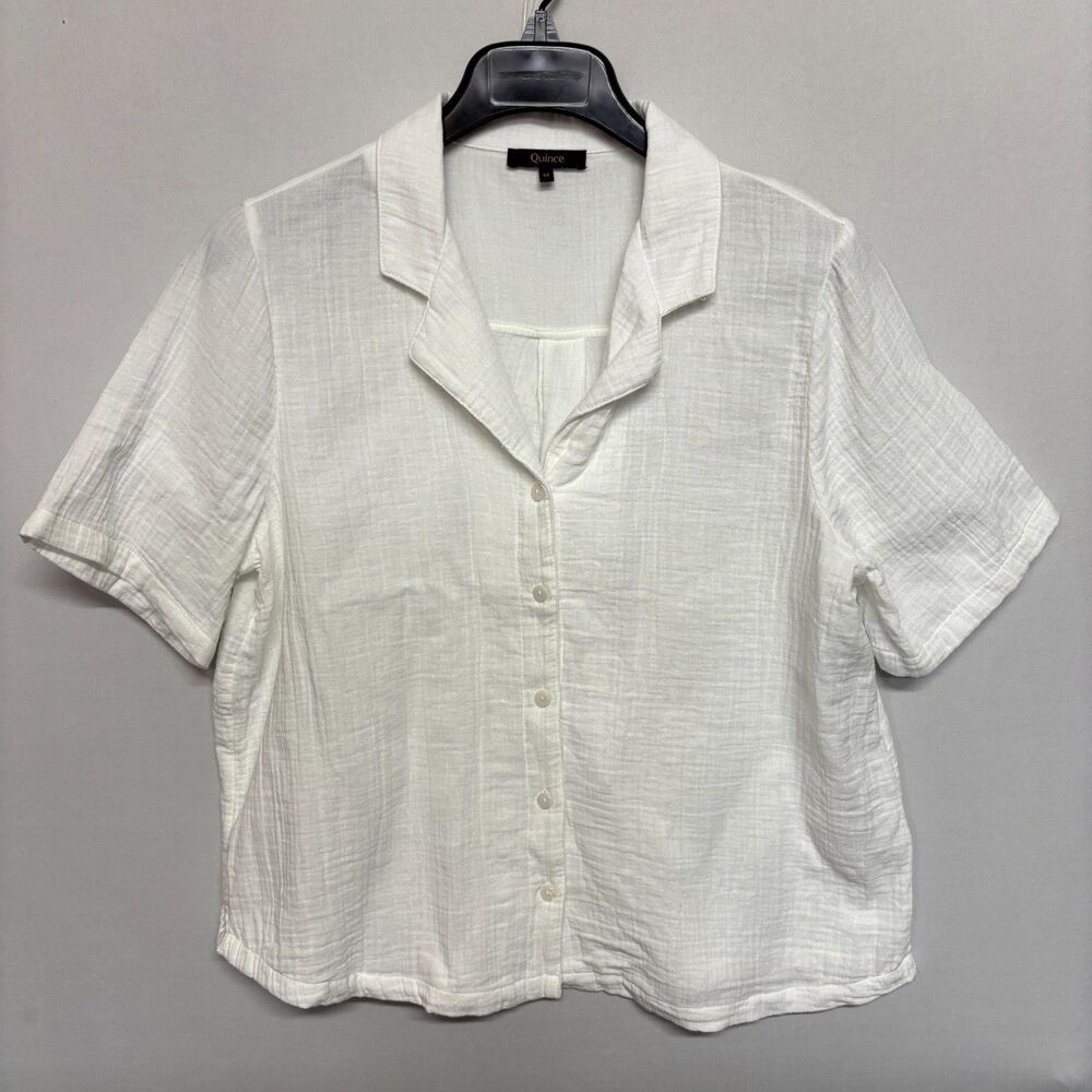 Quince Women 100% Organic Cotton Gauze Short Sleeve Shirt Size Medium D136 -7